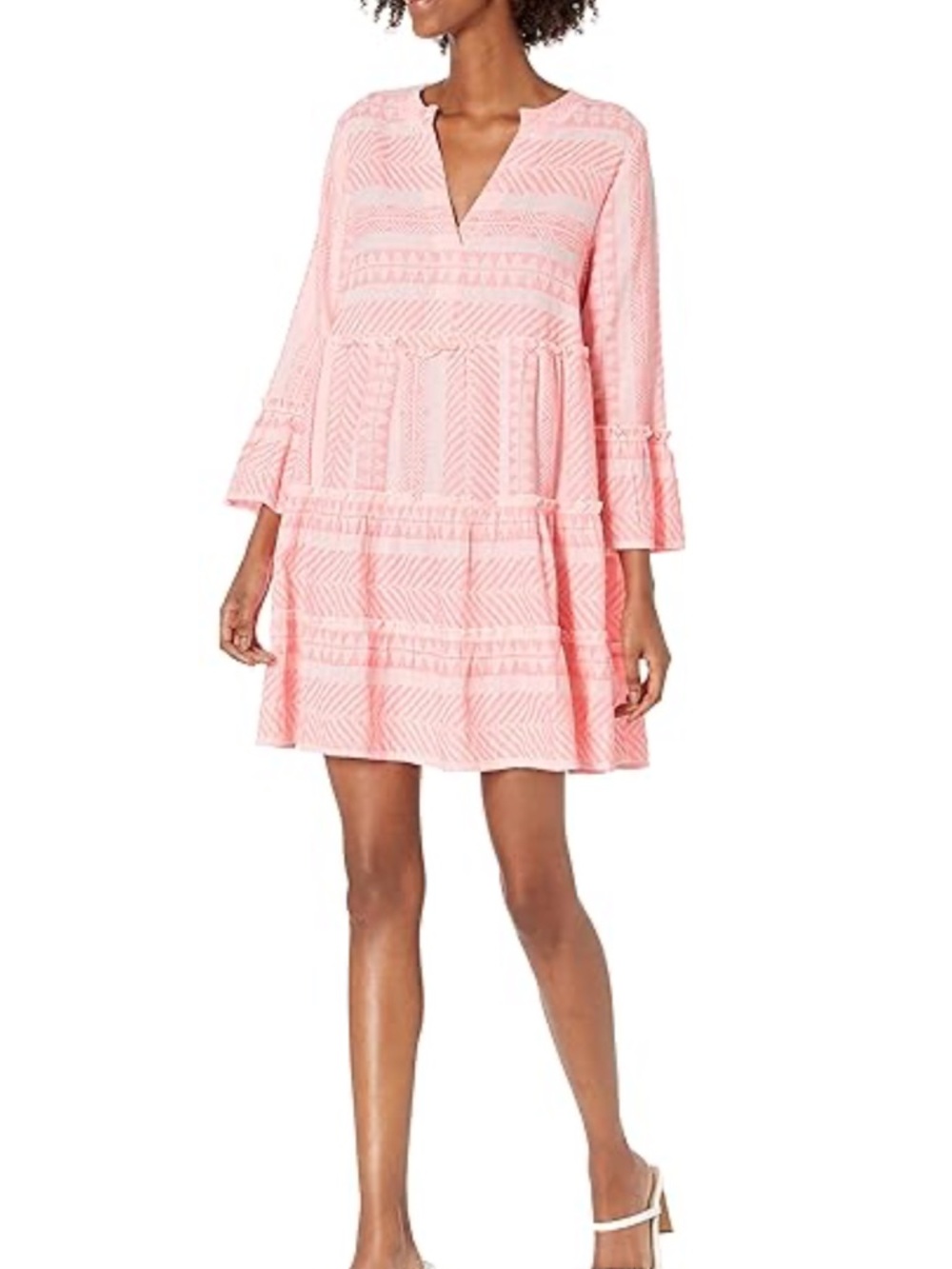 NWT MUD PIE Yarn-dye Tiered Dress Pink Size Medium